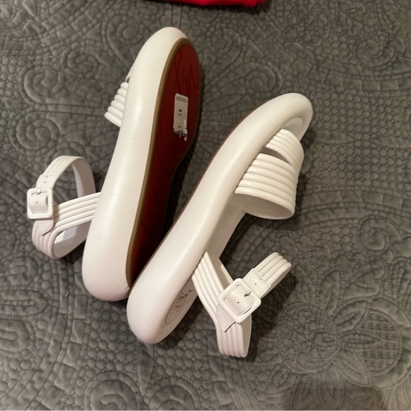 Manolasummer Christian Louboutin White Nappa Leather Flats sandals size 40 - Picture 10 of 11